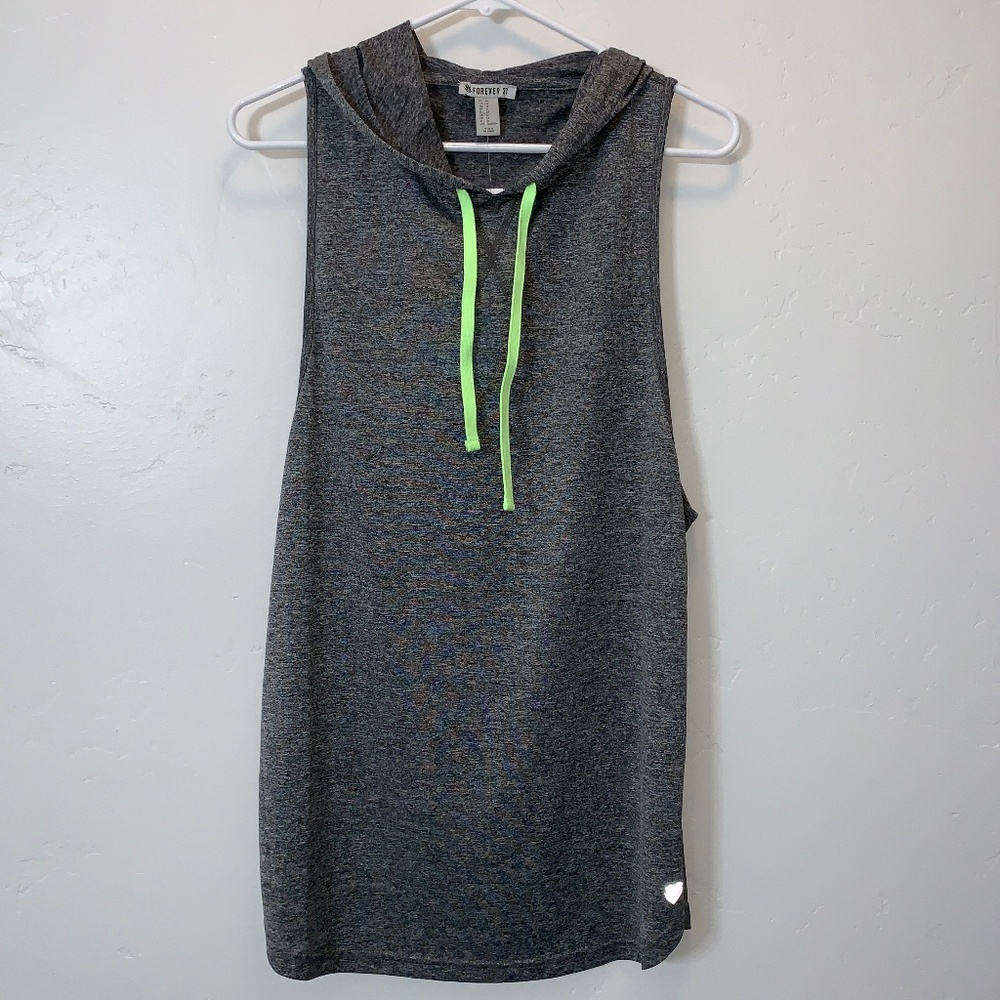 Forever 21 Active Gray Hooded Tank Size Medium